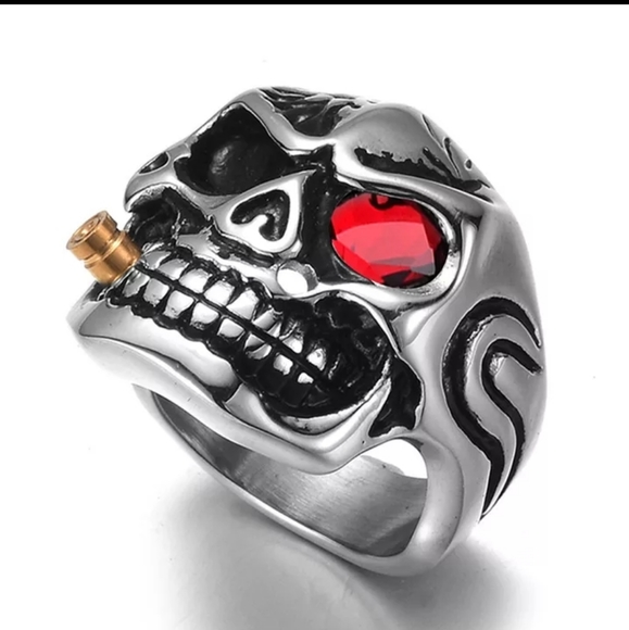 Sz 9 Skull smoke large smoke Biker ring - Picture 3 of 10